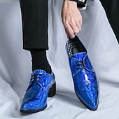 levne Formální-pánské zlaté embosované boty z umělé kůže oxford - lesklý paisley design se šněrovacím uzávěrem pro formální události a párty