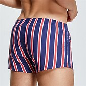 abordables Bóxer de hombre-Hombre 1 pc Boxer Boxers Cintura elástica 100% Algodón Transpirable Suave Cómodo Raya Tiro Medio Blanco Amarillo