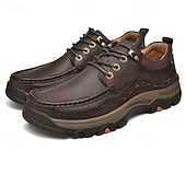 economico Semi-formale-scarpe da trekking da uomo in similpelle marrone con chiusura a lacci - comode e resistenti, perfette per le avventure all&#039;aria aperta