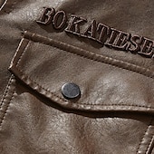 billige Kunstlærjakke-Herre Lærjakker Biker jakke Motorsykkeljakke Feriereise Daglig Vindtett Hold Varm Pelskanter Lomme Høst vinter عادي Mote Klassisk Knaphul Normal Imitert Lær Svart kaffe Grå Jakker