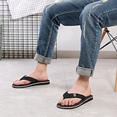 billige Uformelle sandaler-svarte flip-flop-sandaler for menn med polstret såle - komfortabelt uformelt strand- og sommersko