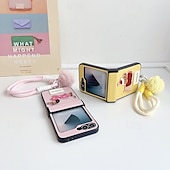 رخيصةأون جراب سامسونج-هاتف غطاء من أجل زد فليب 6 Z Flip 5 Z Flip 4 Z Flip 3 غطاء خلفي مع رباط المعصم ضد الصدمات مكتب  /  الأعمال TPU جلد PU