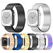 baratos Pulseiras de Apple Watch-Loop Solo Compatível com Pulseira Apple Watch 38mm 40mm 41mm 42mm 44mm 45mm 49mm Fecho Magnético Ajustável Aço Inoxidável pulseira de substituição para iwatch Ultra 2 Series 9 8 7 SE 6 5 4 3 2 1