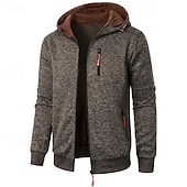 preiswerte Herren Strickjacke-Herren Strickjacke Kurzer Pullover Zip Pullover Reißverschluss Strickpullover Gerippt Stricken Standard Tasche Feste Farbe Mit Kapuze Modisch Klassisch Urlaub Freizeitskleidung Bekleidung Herbst