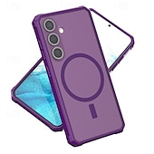 Недорогие Чехлы для Samsung-телефон Кейс для Назначение S24 Ultra S24 Plus S24 S24 ФЭ S25 Ультра Кейс на заднюю панель Магнитный Поддержка беспроводной зарядки Защита от удара Ретро ТПУ