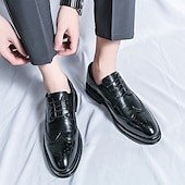 abordables Officiel-chaussures richelieu marron pour hommes avec bout d&#039;aile et semelle en caoutchouc - chaussures formelles classiques pour les affaires, le bureau et les événements spéciaux