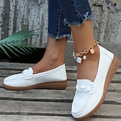 cheap Women's Slip-Ons &amp; Loafers-Women's Navy Blue Loafers – Comfortable Slip-On Moccasins with Bow Accent and Non-Slip Sole for Casual Everyday Wear