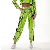cheap Bottoms-1980s Hip Hop Shiny Metallic Pants Jogger Pants Color Block Women&#039;s Carnival Costume Carnival Mardi Gras Performance Party Pride Parade Adults&#039; Pants