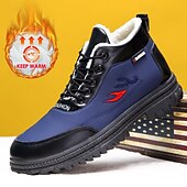 baratos Inverno e botas de neve-Botas masculinas de inverno à prova d&#039;água com cadarço e forro de pele sintética, calçados externos isolados para caminhadas em clima frio e uso casual