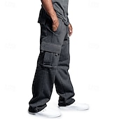 baratos Calças Desportivas-Homens Calças de lã Calças Esportivas Corredor Calças Calça de moletom cargo Com Cordão Cintura elástica Bolso multi Côr Sólida A Prova de Vento Exterior Comprimento total Casual Diário Moda Roupa de