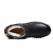 baratos Inverno e botas de neve-botas chelsea masculinas de couro quente com forro de pele e zíper - casuais e aconchegantes, perfeitas para o inverno