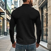 Χαμηλού Κόστους Κλασικό Πόλο Ανδρών-Ανδρικά Βάφλα Πόλο Μπλουζάκια Quarter Zip Polo Καθημερινά Αργίες Τρίμηνο φερμουάρ Μακρυμάνικο Μοντέρνα Σκέτο Άνοιξη &amp; Χειμώνας Κανονικό Μαύρο Λευκό Κρασί Χακί Ανοικτό Γκρίζο Πράσινο Χακί