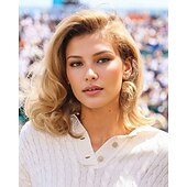 abordables Perruques de célébrités-perruque inspirée de zendaya perruque asymétrique ondulée courte blonde cheveux synthétiques design à la mode pour femmes blonde naturelle douce