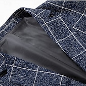 levne Pánské blejzry-Pánské Blejzr Obchod Koktejlový večírek Svatebnívečírek Módní Na běžné nošení Jaro &amp; podzim Polyester Pléd Knoflíky Kapsy Pohodlné Jednořadé Blejzr Černá Bílá Námořnická modř Šedá
