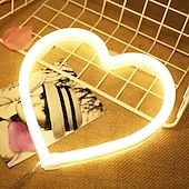cheap Neon LED Lights-Pink Heart Neon Sign LED Light Battery Operated / USB Powered Table and Wall Decor Lamp for Dorm Girl&#039;s Room Mothers Day Valentine&#039;s Day Party Birthday Home Christmas Decoration