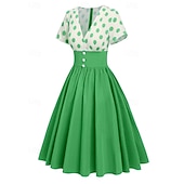 economico Vestiti-Retrò Vintage Anni 1950 Abito vintage Vestito Mascherata Pois Linea ad A Per donna Carnevale Capodanno Mascherata Casual Quotidiano Addio al Nubilato Adulti Vestito