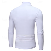 cheap Basic T shirts-Men&#039;s T Shirt Long Sleeve Shirt Mock Turtleneck Long Sleeve Rolled collar Plain Vintage Essential Street Black White Navy Blue Top Tee for Men