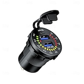 preiswerte Auto Ladegerät-12-24 V Dual-USB-Autoladebuchse mit buntem Digitalvoltmeter QC 3.0 Schnellladefunktion für Busse, Anhänger und Boote
