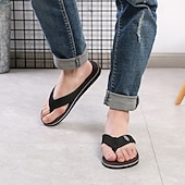 billige Uformelle sandaler-svarte flip-flop-sandaler for menn med polstret såle - komfortabelt uformelt strand- og sommersko