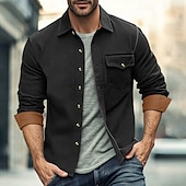 economico Camicie da uomo-Per uomo Camicia Camicia di flanella Sovracamicia Color Block Esterno Strada Nero Bianco Rosso Blu marino Manica lunga Inverno Primavera &amp; Autunno Abbigliamento