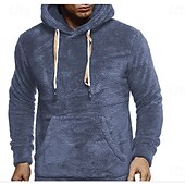 economico felpe in pile-Per uomo Felpa con cappuccio Felpa con cappuccio pullover Felpa con cappuccio in pile Blu marino Cachi Con cappuccio Liscio Collage Sportivo Informale Giornaliero Poliestere Streetwear Informale