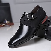 economico Semi-formale-scarpe da uomo con cinturino alla caviglia in pelle sintetica e pelle scamosciata bicolore – eleganti scarpe eleganti con fibbia per occasioni formali
