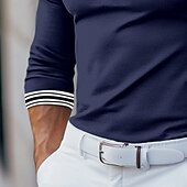 abordables Polo clásico para hombre-Hombre Camisetas polo Camisetas polo de golf Calle Negocio Cuello Vuelto Cuello polo acanalado Manga Larga Moda Básico Color sólido Retazos Bloque de Color Otoño Invierno Temporadas Cruzadas Ajuste