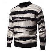 cheap Men&#039;s Pullover Sweater-Men&#039;s Pullover Sweater Jumper Knit Sweater Ribbed Knit Regular Knitted Stripe Crew Neck Fashion Basic Daily Wear Date Clothing Apparel Fall &amp; Winter Black M L XL