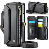 baratos Capa Samsung-telefone Capinha Para Dobra Z 6 Z Fold 5 Z Fold 4 Z Fold 3 Capa para Cartão Wallet Com Suporte Magnética Zíper Retro TPU PC