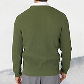 preiswerte Herren Strickjacke-Herren Strickjacke Kurzer Pullover Zopfmuster Stricken Standard Button-Down Glatt V Ausschnitt Modisch Klassisch Freizeitskleidung Verabredung Bekleidung Herbst Winter Schwarz Militßrgrün M L XL