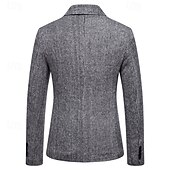 billige Blazere for menn-Herre Blazer Virksomhet Cocktailfest Bryllupsfest Mote Fritid Vår &amp; Vinter Polyester Helfarge Knapper Lomme Bekvem Enkeltkneppet Blazer Mørkegrå Kakifarget Lysegrå