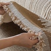 cheap Sofa Blanket-Thickened Sofa Blanket Autumn And Winter Gradient Striped Jacquard Half Velvet Sofa Towel With Tassels Multi-functional Blanket