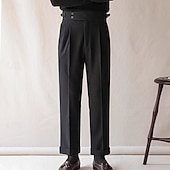 olcso Laza-Férfi Kosztüm Nadrág Rakott nadrág Gofri nadrág Gurkha nadrág Zseb Sima Mokaszinok Mekano Teljes hossz Esküvő Parti Üzleti Elegáns Divat Fekete Fehér