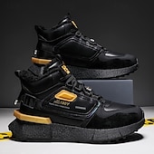 economico Sneakers da uomo-sneakers alte invernali da uomo con fodera in pelliccia sintetica – caldi stivali da neve con lacci per attività all&#039;aperto, suola impermeabile e antiscivolo, elegante design beige