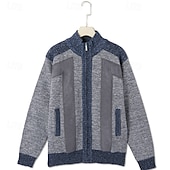 preiswerte Herren Strickjacke-Herren Strickjacke Kleid Pullover Zip Pullover Reißverschluss Pullover Jacke Fleece Pullover Gerippt Stricken Standard Tasche Strick Farbblock Ständer Warm-Ups Casual Freizeitskleidung Bekleidung