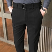 preiswerte Schlank-Herren Abschlußfeier Anzughose Hose Chinos Tweed-Hosen Knöpfe Tasche Einfarbig Komfort Formell Party Arbeit Mode Klassicher Stil Schwarz Khaki Mikroelastisch