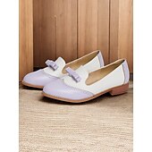 olcso 1950-es évek-női vintage kéttónusú naplopók masni díszítéssel, elegáns brogue részlettel, kényelmes lapos cipők hétköznapi és irodai viselethez