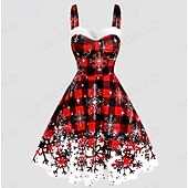preiswerte Weihnachtsparty-Kleid-A-Linie Kleid Ausgefallenes Weihnachtskleid Weihnachten Damen Weihnachten Maskerade Heiligabend 1950s Erwachsene Party Weihnachten Silvester Kleid