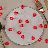 cheap Battery String Lights-Valentine&#039;s Day Decor 2M 20LED Fairy Lights Red Pink White Heart Lights String Battery Operated Valentines Decorations Heart Fairy Lights Romantic Decor Home Bedroom