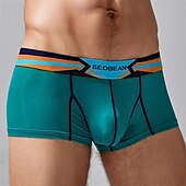 cheap Men&#039;s Boxers Underwear-Men&#039;s 1 PCS Boxers Underwear Boxer Shorts Patchwork Elastic Waist Chinlon Breathable Soft Comfortable Color Block Letter Mid Rise Black White