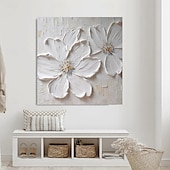voordelige Schilderijen van bloemen/planten-handgemaakte handgeschilderde olieverfschilderij 3d grote witte bloem olieverfschilderij op canvas origineel acryl schilderij zwaar getextureerd schilderij abstract landschap wandkunst bloemen