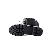 baratos Botas de neve e inverno-botas femininas de camurça sintética com cadarço até o joelho e punhos de pele sintética – calçados de inverno estilosos com sola grossa