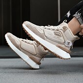 economico Sneakers da uomo-sneakers alte invernali da uomo con fodera in pelliccia sintetica – caldi stivali da neve con lacci per attività all&#039;aperto, suola impermeabile e antiscivolo, elegante design beige