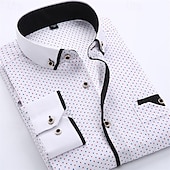 cheap Men&#039;s Button Down Shirts-Men&#039;s Dress Shirt Button Down Shirt Collared Shirt Polka Dot Wedding Outdoor Black White Red Navy Blue Long Sleeve Turndown Summer Spring Clothing Apparel Print