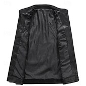 baratos Jaqueta de couro sintético-Homens Blusão de couro falso Jaqueta de Transição Jaqueta de motociclista Jaqueta de Motocicleta Férias Diário A Prova de Vento Manter Quente Bolsos Outono &amp; inverno Tecido Moda Clássico Colarinho