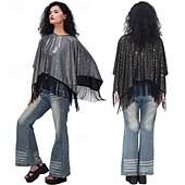 economico Cime-Anni &#039;80 Hip Pop Metallico Lucido Mantello Hippie Frange Per donna Costume di Carnevale Carnevale martedì grasso Performance Feste Parata dell&#039;Orgoglio Adulti Mantello
