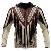 cheap Men&#039;s 3D Hoodies-Men&#039;s Graphic Prints Hoodie Hoodies Sweatshirt Full Zip Hoodie Long Sleeve Hooded Sweatshirt Hooded Streetwear 3D Print Sports &amp; Outdoor Daily Sports Black+Brown Black Zipper Print Spring &amp;  Fall