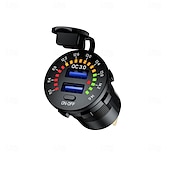 preiswerte Auto Ladegerät-12-24 V Dual-USB-Autoladebuchse mit buntem Digitalvoltmeter QC 3.0 Schnellladefunktion für Busse, Anhänger und Boote