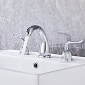 abordables Robinets de lavabo-robinets de salle de bain pour lavabo 3 trous 2 poignées robinets de lavabo de vanité robinet 3 trous pour lavabo de salle de bain robinets de lavabo de vanité avec eau chaude et froide