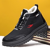 baratos Inverno e botas de neve-Botas masculinas de inverno à prova d&#039;água com cadarço e forro de pele sintética, calçados externos isolados para caminhadas em clima frio e uso casual